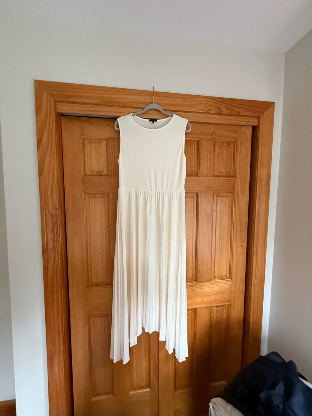 Massimo Dutti Cream Sleeveless Handkerchief-Hem Maxi Dress